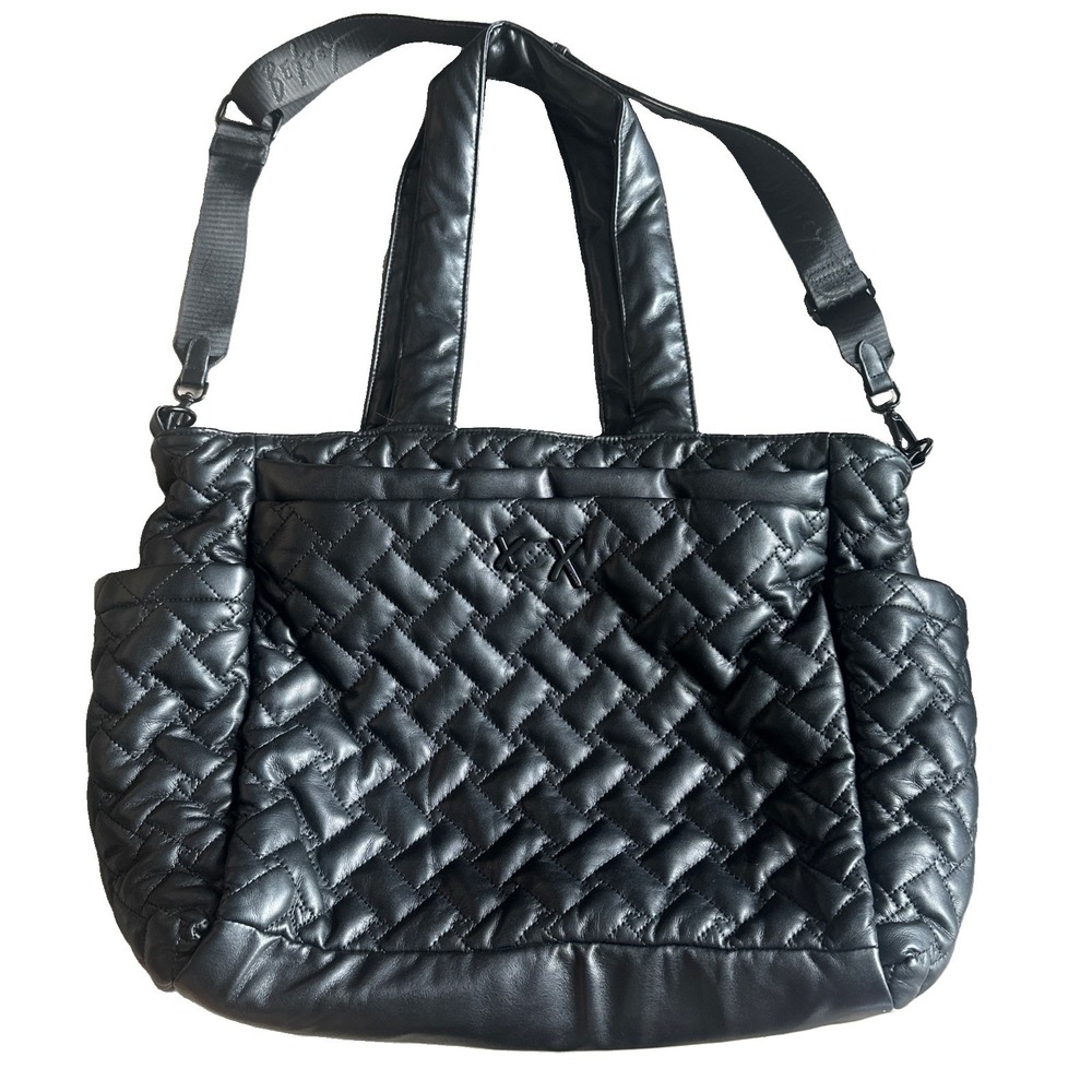 Betsey Johnson Xojaney Black Quilted Large Tote Weekender With Side Pockets